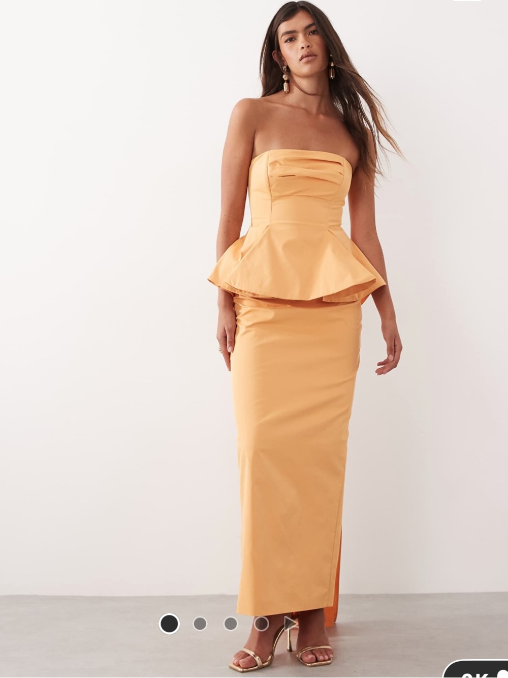 Strapless Peplum Maxi Skirt in Mustard